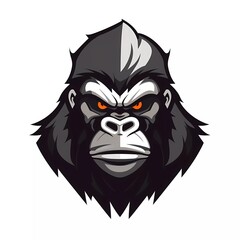 flat logo vector illustration of a combination of a gorilla with the letter G. generative ai - obrazy, fototapety, plakaty