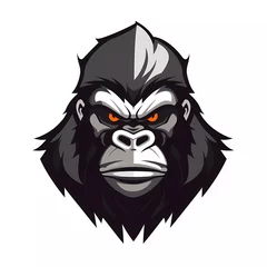Fotobehang flat logo vector illustration of a combination of a gorilla with the letter G. generative ai © munja02