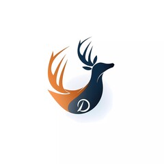 flat logo vector illustration of a combination of a deer with the letter D. generative ai
