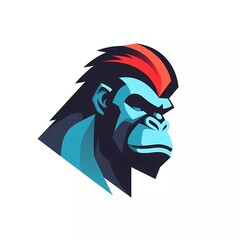 flat logo vector illustration of a combination of a gorilla with the letter G. generative ai