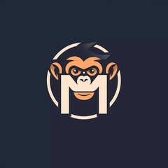 flat logo vector illustration combining a monkey with the letter M. generative ai