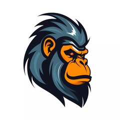 flat logo vector illustration of a combination of a gorilla with the letter G. generative ai