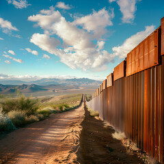 The US border wall with Mexico 