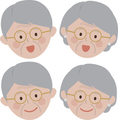 할아버지 할머니 노인 얼굴 일러스트 senior