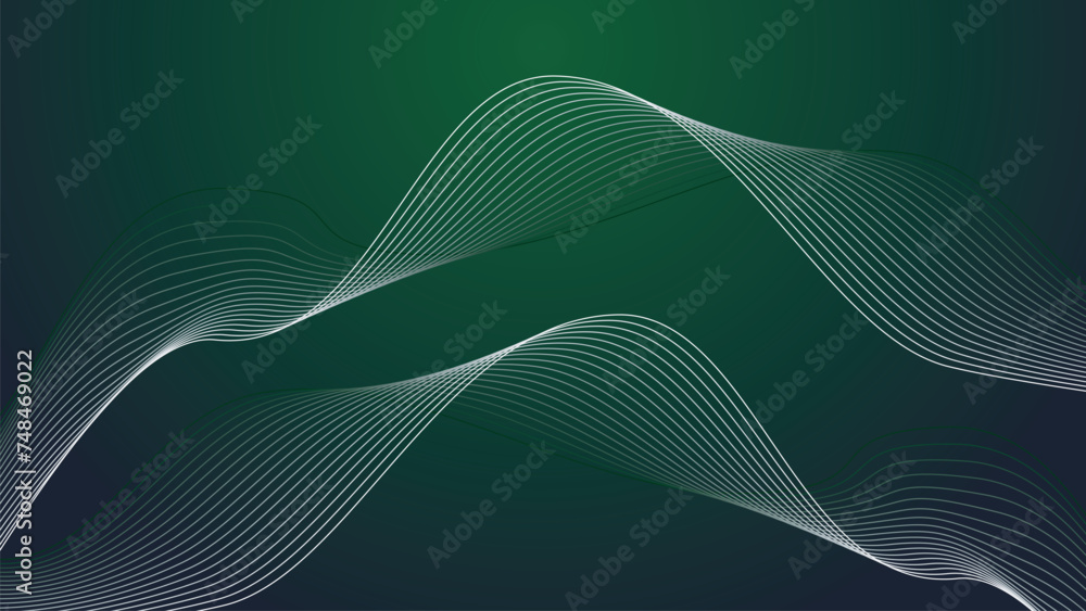 Wall mural dark green abstrct background wallpaper design vector image with curve line for backdrop or presenta