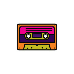 Original vector illustration. The contour icon of a retro audio cassette.