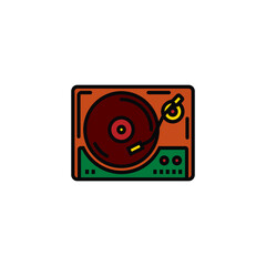 Original vector illustration. The outline icon of the vinyl record player. A design element.