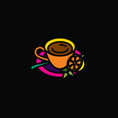 Original vector illustration. The icon of hot tea in a cup with lemon and mint.