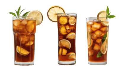 cola with ice and lime isolated on transparent background - obrazy, fototapety, plakaty