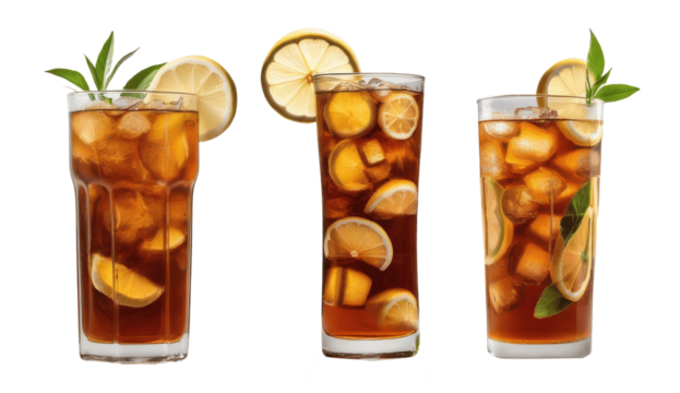 cola with ice and lime isolated on transparent background
