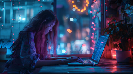 Young woman prorammer working at the computer