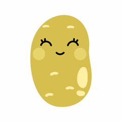 cute funny potato with face and emotions. Vector isolated illustration for children.
