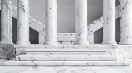 Education and democracy concept. Four marble pillars adorn the grand hall, symbolizing strength and unity, amidst a backdrop of knowledge and progress, Generative AI.

 - obrazy, fototapety, plakaty