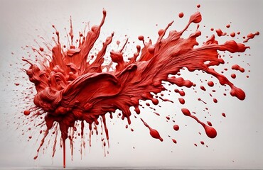 Red splash paint stain  on transparent background.