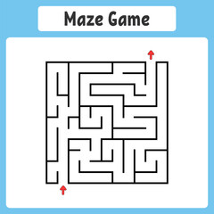 Abstract square maze. Game for kids. Puzzle for children. Labyrinth conundrum. Find the right path. Vector illustration.