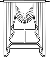 Doodle decortive Window curtain outline