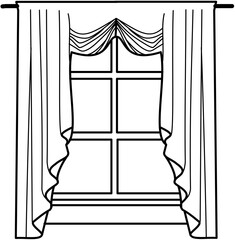Doodle decortive Window curtain outline