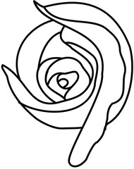 Beauty single Rose doodle outline