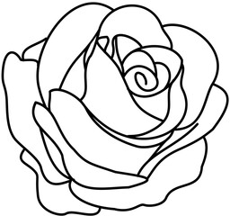 Beauty single Rose doodle outline