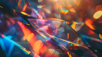 Light refraction through crystal prism with abstract blurred colors, creating mesmerizing visual effects. Generative AI

