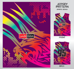 Pattern vector sports shirt background image.Rainbow lion stripes on purple pattern design, illustration, textile background for sports t-shirt, football jersey shirt.eps