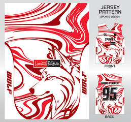 Pattern vector sports shirt background image.Wolf lines water waves white and red pattern design, illustration, textile background for sports t-shirt, football jersey shirt.eps