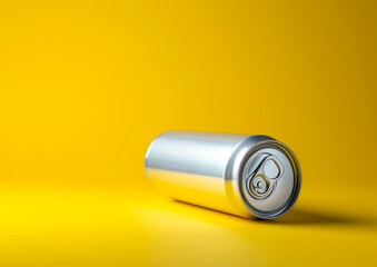 White lean can drink bottle lying on yellow background