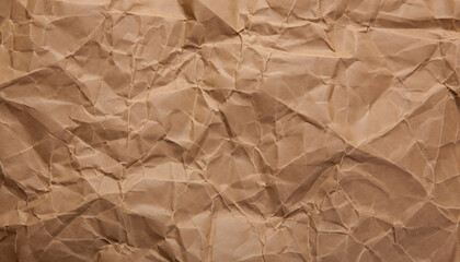 crumpled brown background paper texture; empty space for your design