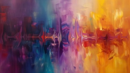 An abstract painting of sound waves representing healing music therapy