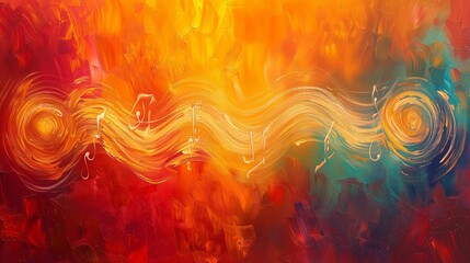 An abstract painting of sound waves representing healing music therapy - obrazy, fototapety, plakaty