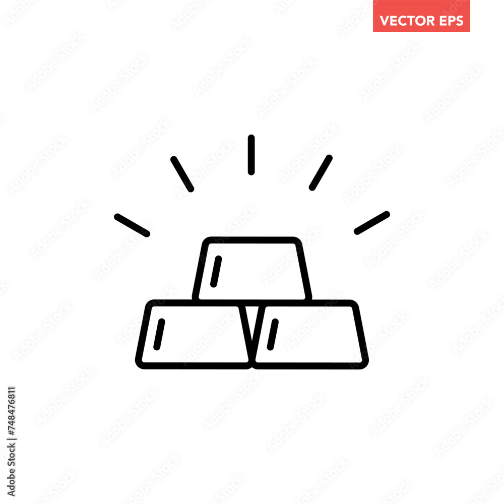 Poster black single gold bars line icon, simple business financial trade flat design vector pictogram, info