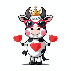 funny cow with a heart