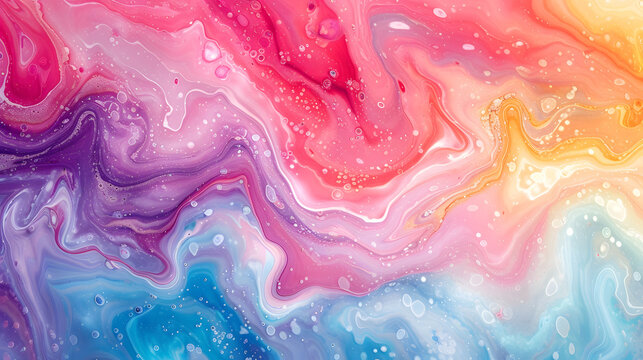 whimsical and fantastical marble background. Use bright, playful colors and incorporate elements like fairytale-inspired patte