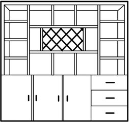 modern, furniture, cabinet storage, buffet, outline