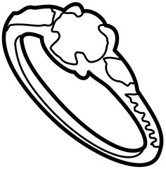 Wedding ring doodle outline vector