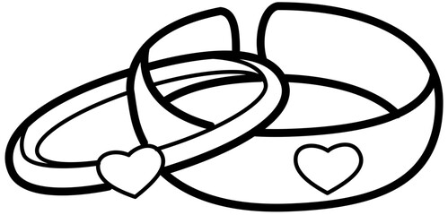 Wedding ring doodle outline vector