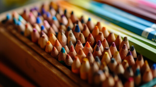 A box of brithly colored pencils.