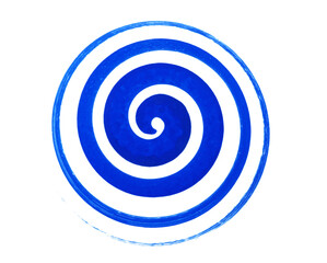 blue spiral painted on a turning egg