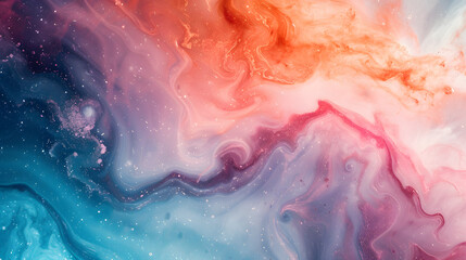 Obraz premium Combine the cosmic beauty of galaxies with the fluidity of watercolors in a marble background. Experiment with celestial colors