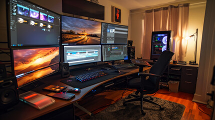 Editor display video editing color grading to upload content on social media or worldwide