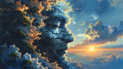 Man God in the Clouds - obrazy, fototapety, plakaty
