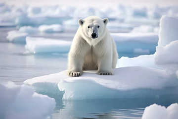 Fototapeten Chilly Polar bear ice. Snow winter white. Generate Ai © juliars