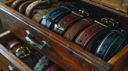 The belt collection sits beautifully in the drawer