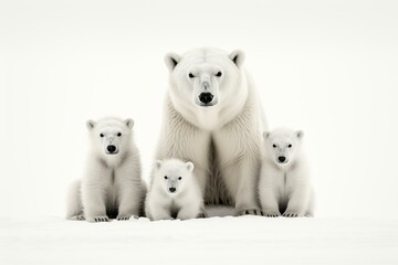 Naklejka na ściany i meble Frigid Polar bears snow arctic. Winter predator large carnivore. Generate Ai