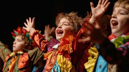 Kids school show with different characters dressed up in dresses - 748481661