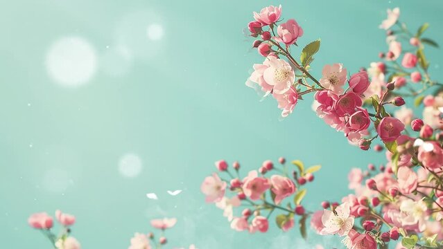 beautiful spring border blooming rose bush. seamless looping overlay 4k virtual video animation background