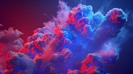 Blue cloud with red background.