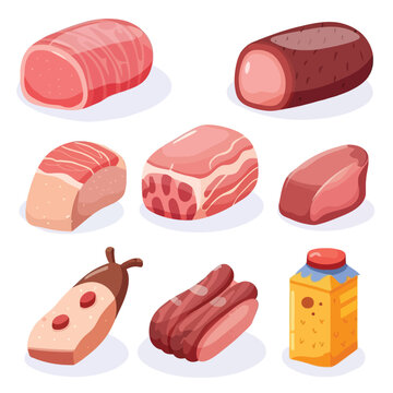 Meat products illustration set