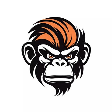 monkey design vector image on white background, vector illustration, animal logo. generative ai