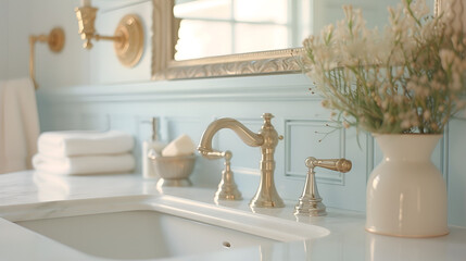 Luxury interior design, bathroom vanity brings elegance and sophistication, Generative Ai

 - obrazy, fototapety, plakaty